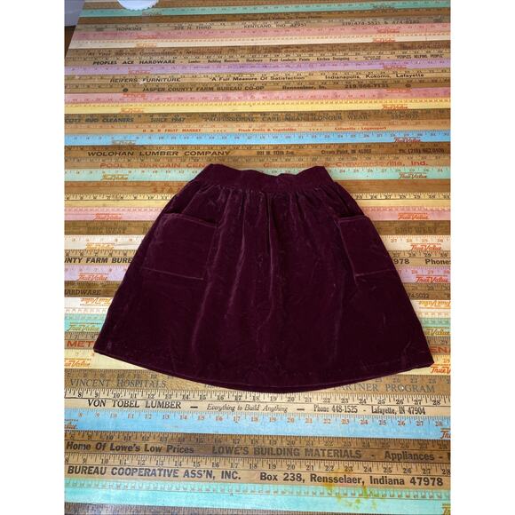 Roget Vintage 1960s Girls Red Velvet Elastic Waist Mini Skirt Size 6X USA - Picture 1 of 11